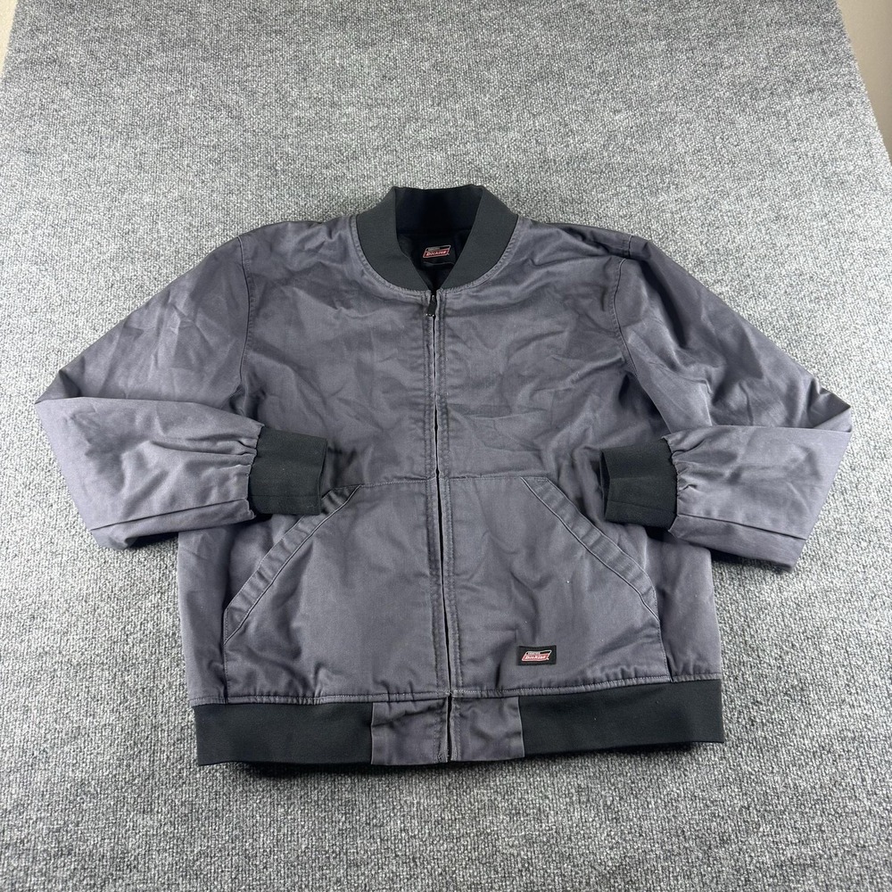 Dickies Bomber Jacket Mens L Gray Insulated Workwear NJ402TR Full Zip Lined